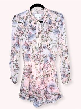 À La Plage by Cinq à Sept Floral Long Sleeve Romper XS Excellent Condition